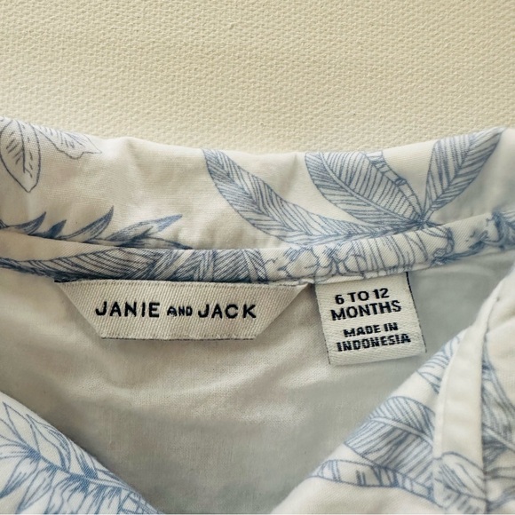 Janie and Jack 6-12 Months Baby Boy Blue White Tropical Romper Spring Summer - Picture 4 of 6